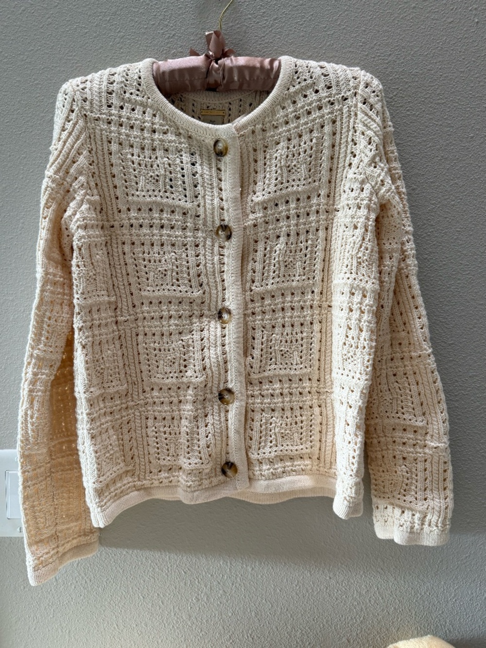 Magaschoni Ivory/Beige Cotton Button down sweater